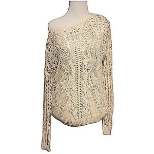 H&M Crocheted Neutral 2 Tone Cream Sweater